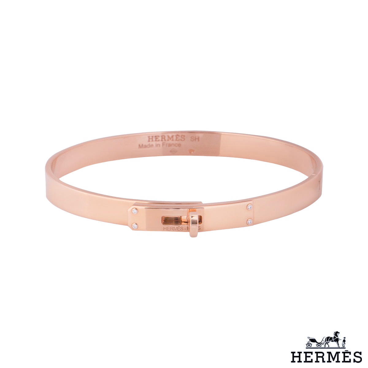 Hermès 18K Rose Gold and Diamond Kelly Bracelet